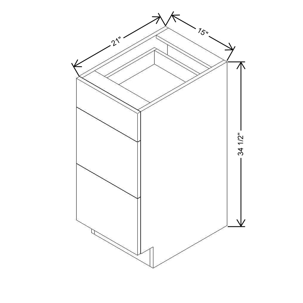 Modernform Cabinet Matte White 15" W X 34 1/2" H X 21" D Vanity Base with 3 Drawers